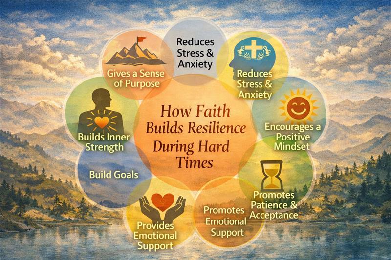 Infographic showing how faith builds resilience during hard times